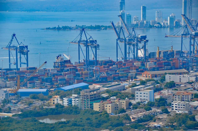Cartagena port seen from La Popa, January 2016.